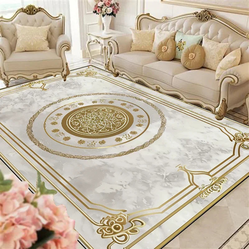 Navak Carpet Luxury European Living Room Rugs Lounge Sofa Coffee Table Anti-slip Carpet Home Room Bedroom Decor Cloakroom Floor Mats Washable