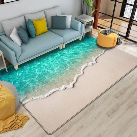 Navak Carpet Beach Waves 3D Printed Carpets for Living Room Kids Room Rug Kitchen Mat Floor Carpets Modern Entrance Mat Home Bathroom Rugs