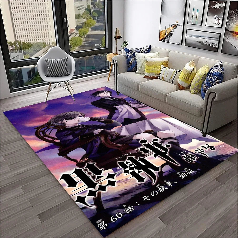 Navak Carpet 3D Anime Black Butler Cartoon Carpet Rug for Home Living Room Bedroom Sofa Doormat Decor,kids play Area Rug Non-slip Floor Mat