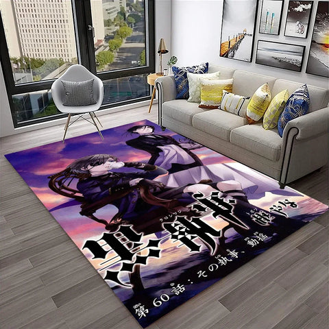 Navak Carpet 3D Anime Black Butler Cartoon Carpet Rug for Home Living Room Bedroom Sofa Doormat Decor,kids play Area Rug Non-slip Floor Mat