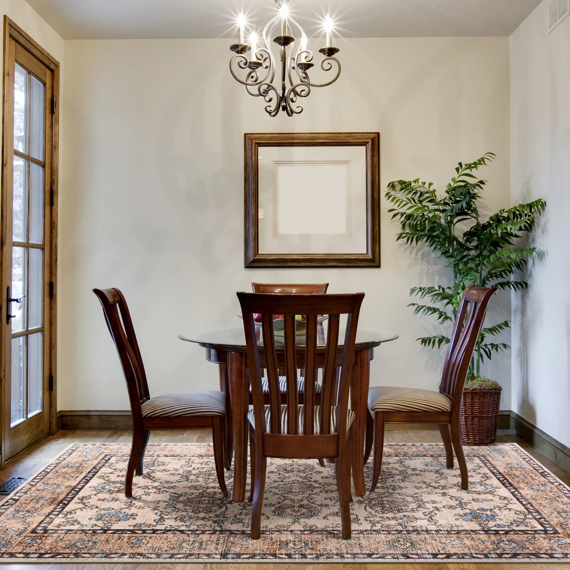 Navak Carpet Area Rugs for Living Room, Machine Washable Vintage Rug, Non-Slip Low Pile Throw Rugs with Rubber Backing Washable Carpet