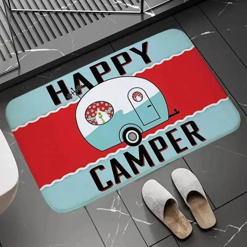 Navak Carpet Happy Campers Rug Non-slip Floor Mat Machine Washable Entrance Carpet for Hallway Bedroom Kitchen and Home Accessories Decor