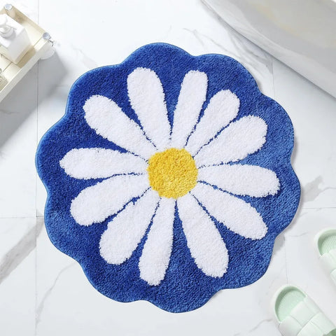 Navak Carpet Non Slip Flower Rug Flocking Tufted Daisy Bath Door Mat Imitation Cashmere Washable Baby Crawling Carpet Bedroom Living Room