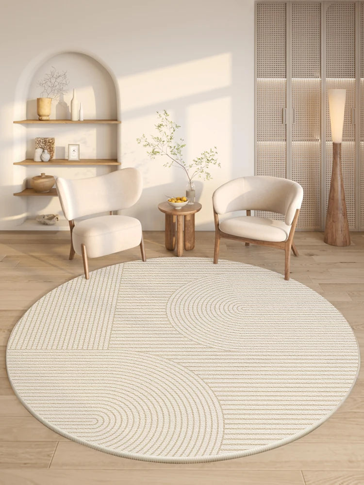 Navak Carpet Modern Style Rugs for Bedroom Minimalist Living Room Decoration Round Anti-slip Carpet Soft Bedside Floor Mat Washable Study Rug
