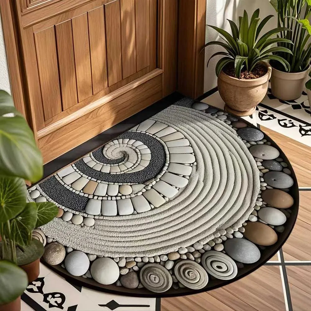 Navak Carpet Non Slip Half Round Doormat Flower Floral Absorbent Welcome Rugs Washable Door Mat Entrance Mat Indoor Outdoor