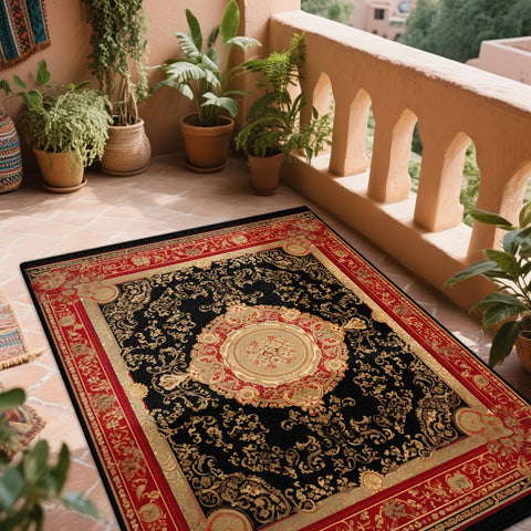 Navak Carpet Retro Red Persian Carpet for Rooms Non-slip Decoration Home Boho rugs Washable LIVE ROOM RUG Bohemian Coffee Tables Mat Bedroom