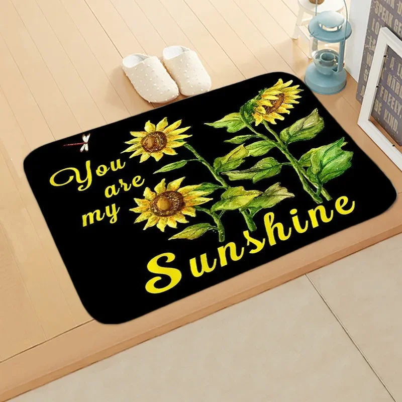 Navak Carpet Sunflower Entrance Welcome Door Mat Flowers Bedroom Bedside Decor Carpet Non-slip Bathroom Kitchen Foot Rugs for Indoor Home