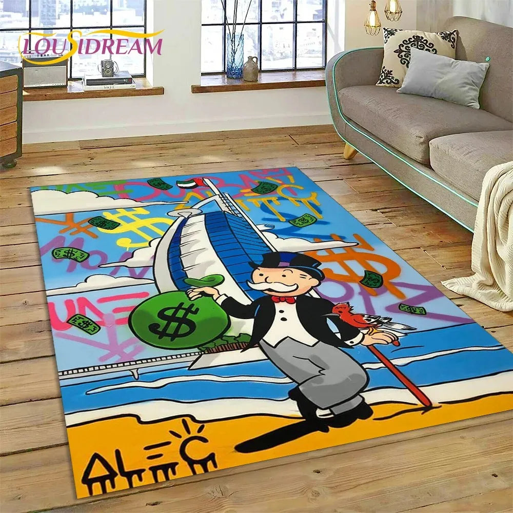 Navak Carpet Game Dollar Monopoly Cartoon Carpet Cute Money Rug For Living Room Bedroom Home Bathroom Floor Mat Non-slip Decoration Sofa