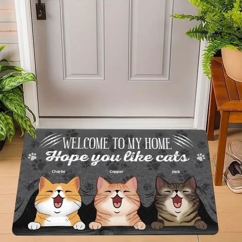 Navak Carpet Cute Cats Print Welcome Doormat Non-Slip Machine Washable Carpet for Living Room Bedroom Bathroom Kitchen and Laundry Rug