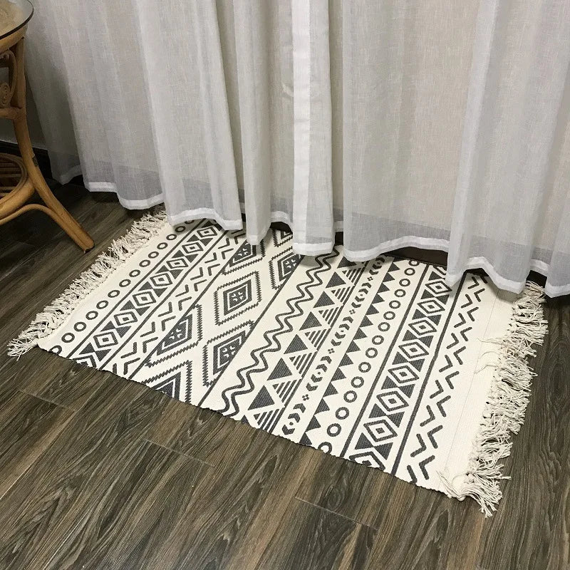 Navak Carpet Nordic Cotton and Linen Carpet Home Living Room Sofa Coffee Table Blanket Bedroom Bedside Floor Mat Door Mat Machine Washable