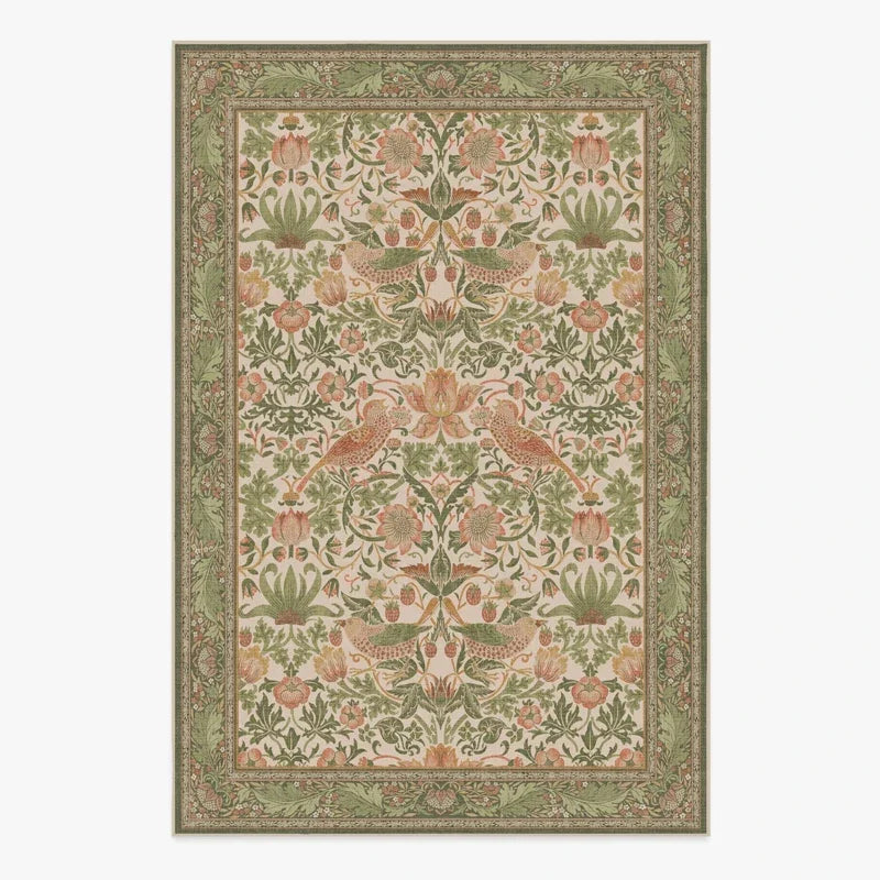 Navak Carpet Living Room Carpet Large Size Bedroom Bedside Floor Mat Machine Washable Carpets Spring Flowers Plant Retro Home Decoration Rug
