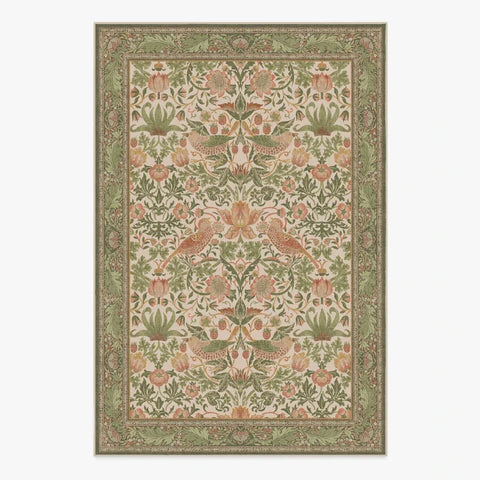 Navak Carpet Living Room Carpet Large Size Bedroom Bedside Floor Mat Machine Washable Carpets Spring Flowers Plant Retro Home Decoration Rug