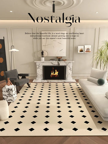 Navak Carpet Nordic Style Rugs for Bedroom Fluffy Soft Living Room Decoration Plush Carpet Modern Minimalist Study Rug Thick Plaid Floor Mat