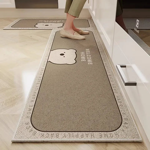 Navak Carpet Exclusive Picks 1/2PC Cartoon Easy To Manage Kitchen Floor Mat Home Long Crystal Velvet Carpet Dirt Resistant and Non-Slip Floor Mat