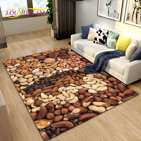 Navak Carpet Vegetable Grains Spice Fruit Seasoning Area Rug,Carpet Rug for Living Room Bedroom Sofa Doormat Kitchen Decor,Non-slip Floor Mat