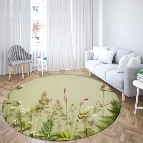 Navak Carpet Home Living Room Bedroom Bathroom Floor Mat Printing Decorative Carpet Flower and Bird  Round  Peony Rose