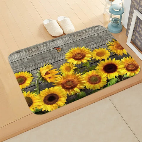 Navak Carpet Sunflower Entrance Welcome Door Mat Flowers Bedroom Bedside Decor Carpet Non-slip Bathroom Kitchen Foot Rugs for Indoor Home