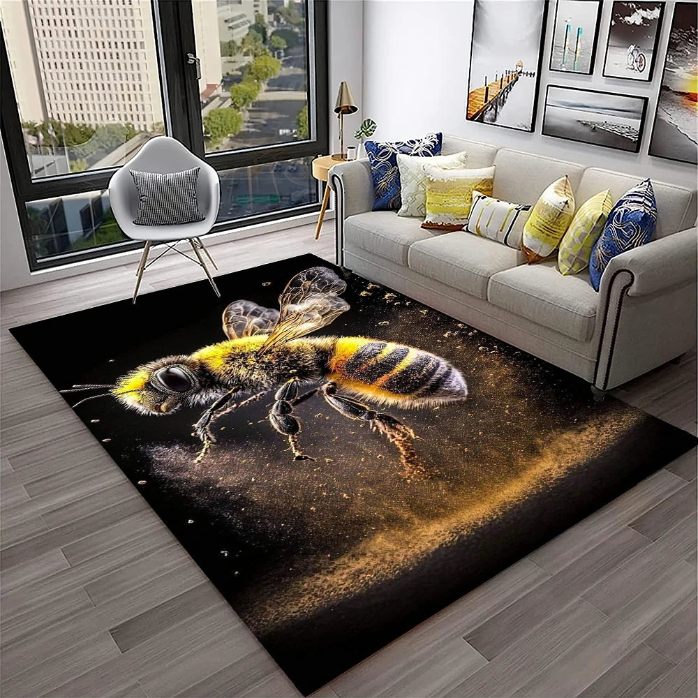 Navak Carpet Cute Bee HoneyBee Insect Cartoon 3D Carpet Rug for Home Living Room Bedroom Sofa Doormat Decor,kids Area Rug Non-slip Floor Mat