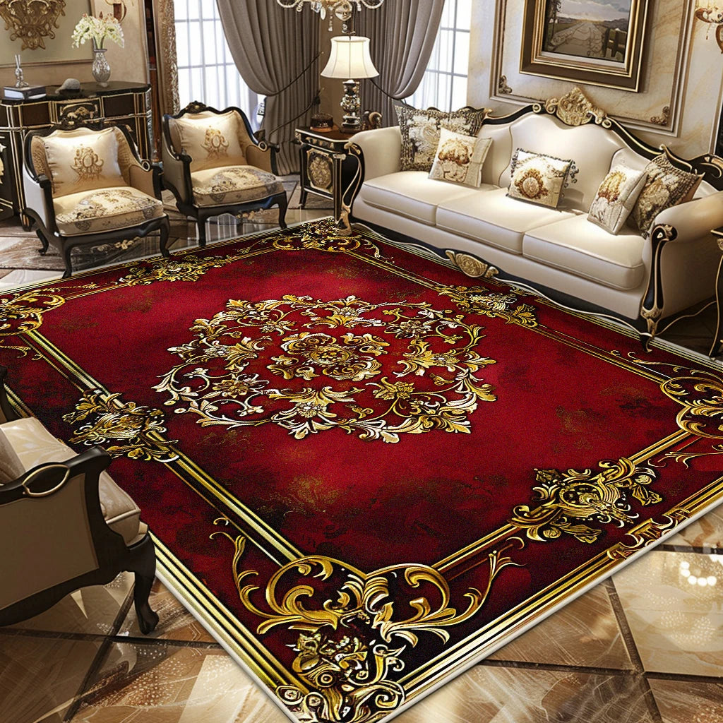 Navak Carpet Luxury Persian Retro Carpet European Decoration Easy Clean Non-slip Living Room Large Rugs Bedroom Cloakroom Washable Soft Mat