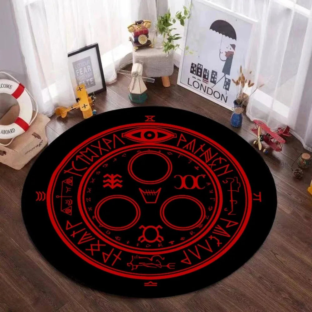 Navak Carpet Mystic Magic Circle Round Theme Interior Non-Slip Rug Bedroom Meditation Zone Ideal Decorative Rug