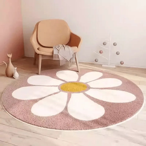 Navak Carpet Nordic Round Rug Carpets for Home Decoration Rugs Living Room Sofas Bedroom Kids Room Mat Flowers Carpet Non-slip Floor Mat