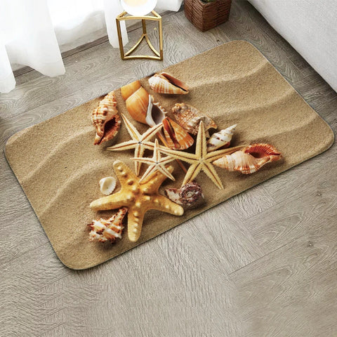 Navak Carpet Fun Starfish Shark Beach Ocean Elements Welcome Floor Mat Entrance Doormats Kitchen Rug Home Decor Anti-slip Washable Carpet