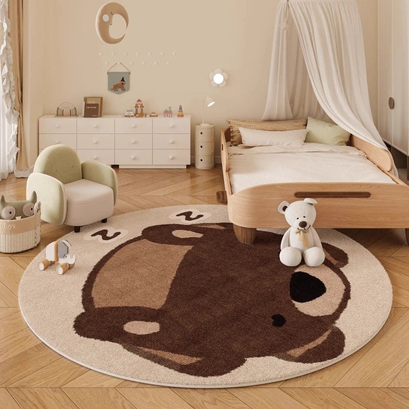 Navak Carpet  Cartoon Style Bedroom Decor Carpet Thickend Plush Children Floor Mat Fluffy Soft Round Rug Cute Patterns Carpets for Living Room