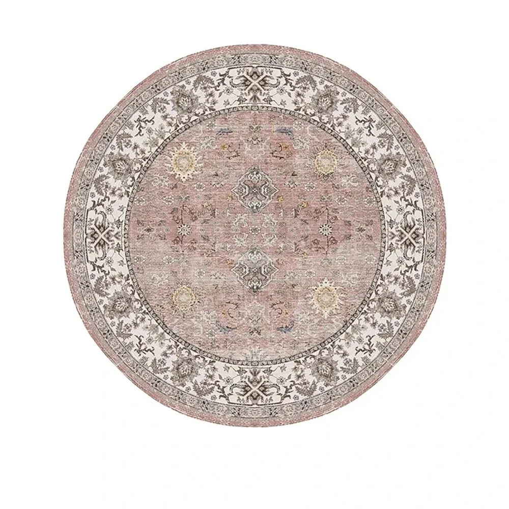 Navak Carpet Exclusive Picks Bohemian Retro Round Loop-Pile Carpet - Vintage Circular Area Rug for Coffee Table, Sofa & Bedroom Non-Slip Home Deco