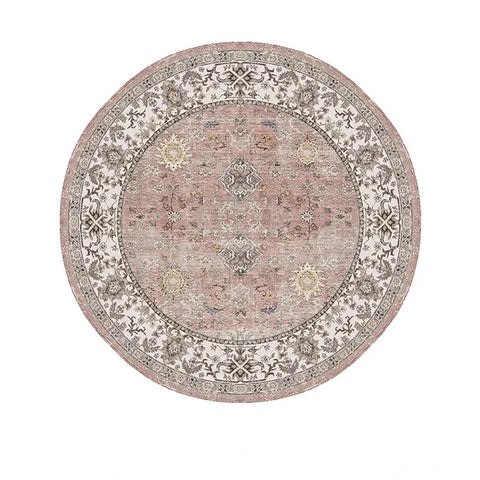 Navak Carpet Exclusive Picks Bohemian Retro Round Loop-Pile Carpet - Vintage Circular Area Rug for Coffee Table, Sofa & Bedroom Non-Slip Home Deco
