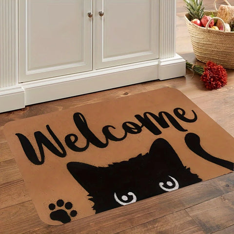 Navak Carpet 1 Pack Cat Welcome Door Mats Funny Cat Mats Indoor Outdoor for Entrance Porch Cat Lovers Spring Summer Housewarming Gift