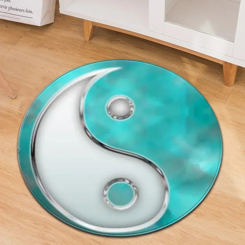 Navak Carpet Yin Yang Tai Chi Round Carpet Flower of Life Gym Carpets Circle Rug Indian Buddha Yoga Meditation Mats Non-slip Chair Mat Decor