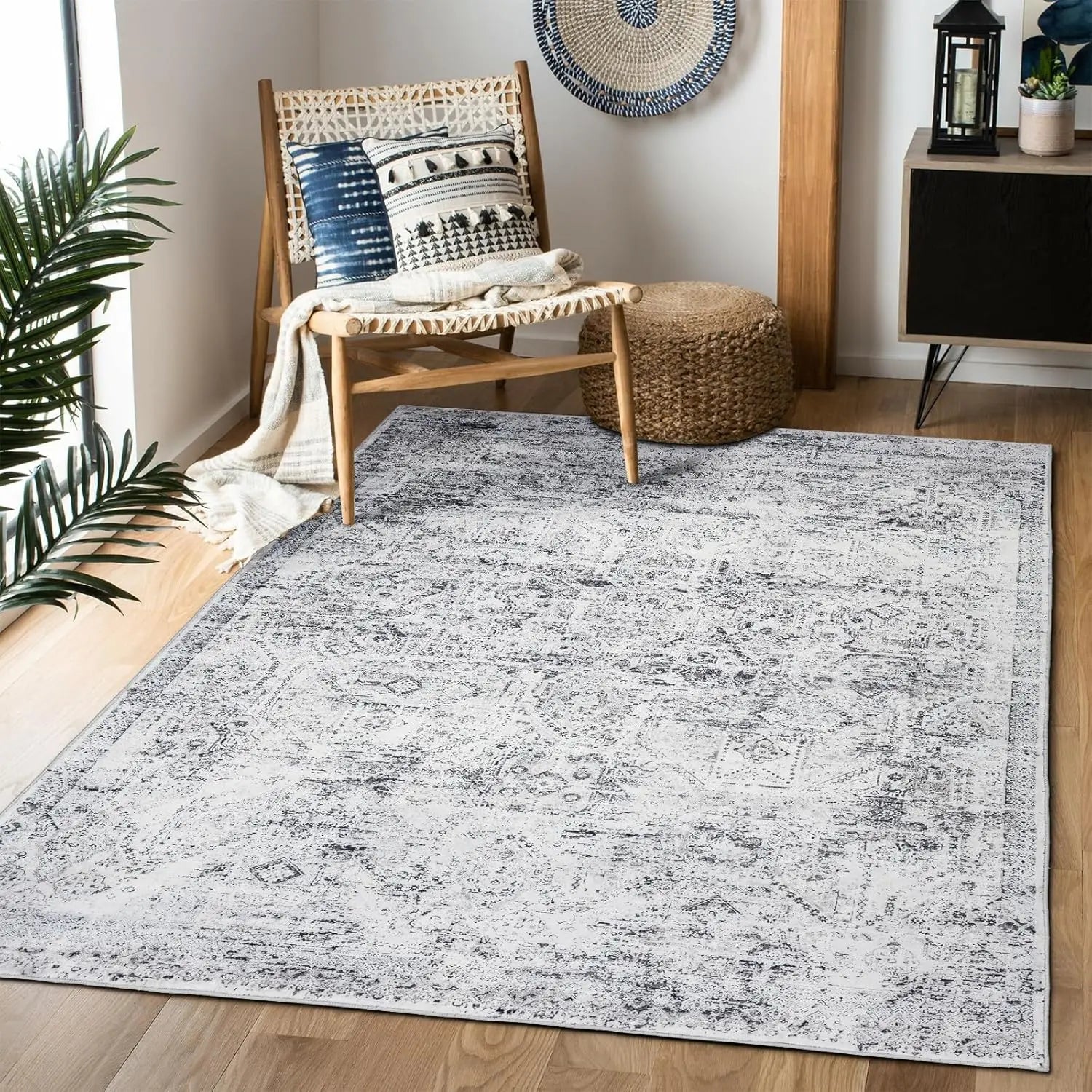 Navak Carpet ,Vintage Boho Rug,Ultra-Soft Low Pile, Washable, Non Slip,Stain Resistant Printed Carpet for Living Room Bedrooms P