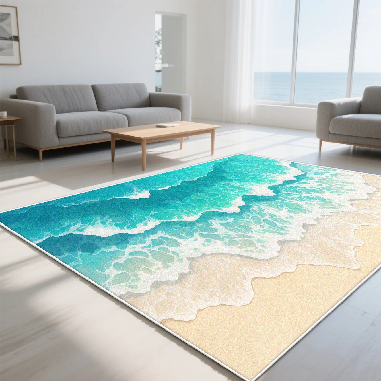 Navak Carpet Modern simple style Ocean theme Carpet living room Fresh feeling Large area rugs blue Lounge Rug romantic 3D Entrance door mat