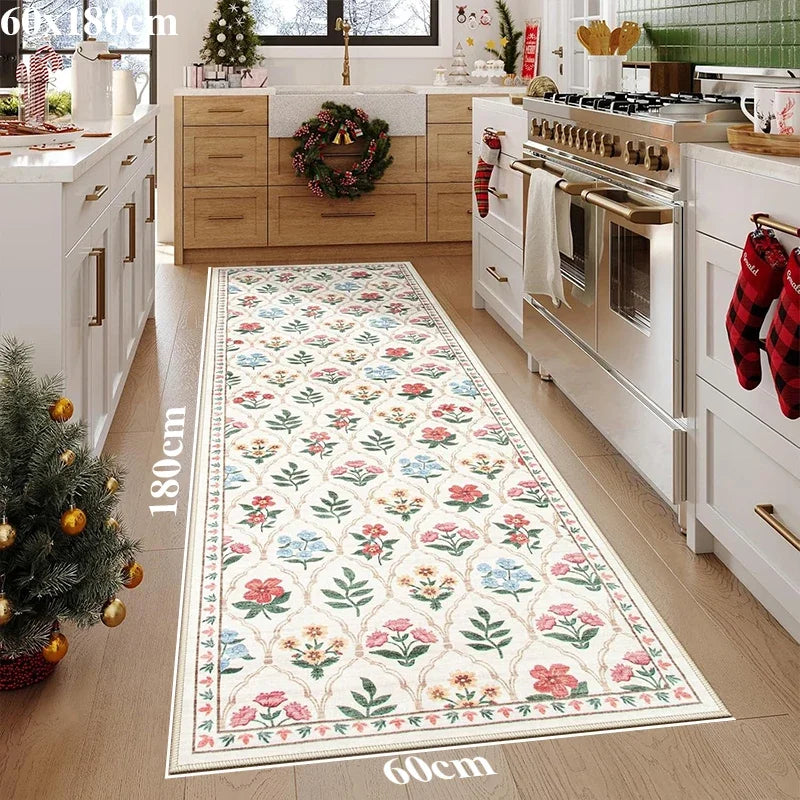 Navak Carpet Hallway Carpet Runway Long Rug Machine Washable Folding Non-slip Floor Mat Spring Flower Home Decoration Rugs for Living Room