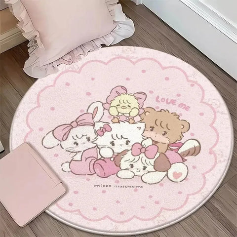Navak Carpet Daily Picks DISNEY Kawaii Mikko Mousse Circular mat Souffle Cammy Latte cute Bedside Living Room bedroom Carpet Floor Decor Girls Rug