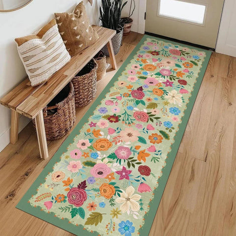 Navak Carpet Bohemian Style Carpets for Living Room Flower Pattern Bedroom Decor Carpet Thick Washable Lounge Floor Mat Fluffy Soft Study Rug