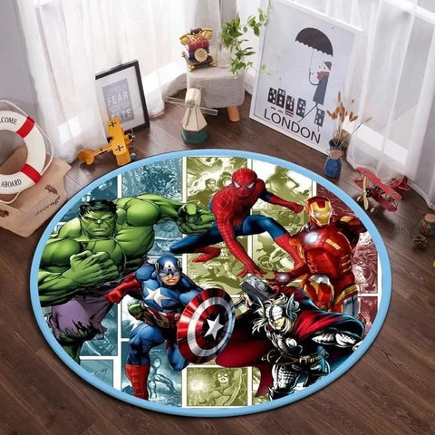 Navak Carpet Daily Picks DISNEY Marvel The Avengers Round Carpet Anime Rug Non-Slip Play Mat Cute Floor Rugs For Living Room Bedroom Kids Mats