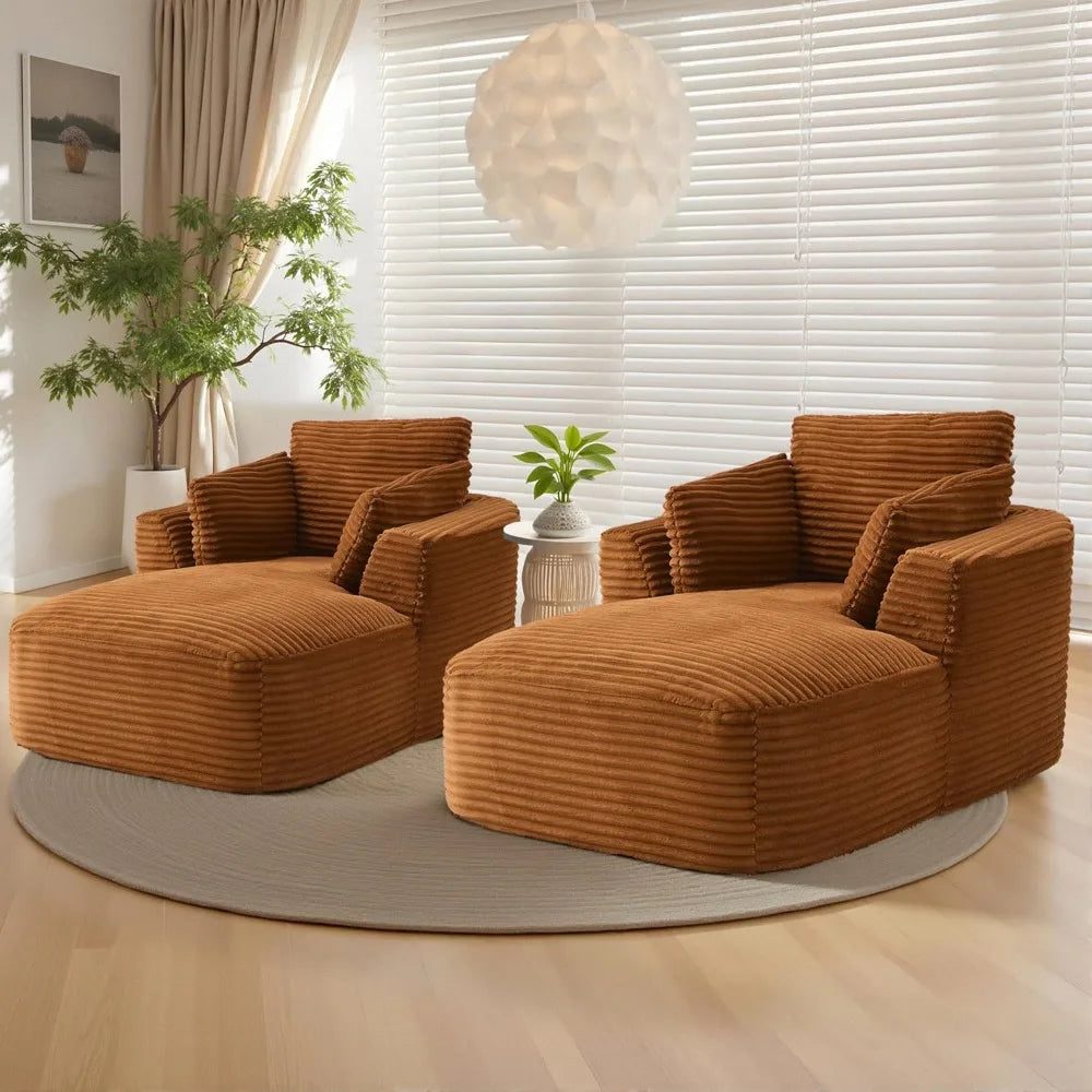 Navak Carpet "65" Corduroy Boneless Sofa - Luxurious Oversized Chaise Lounge with Deep Seat, Reading/Sleeper Chair for Living Room"