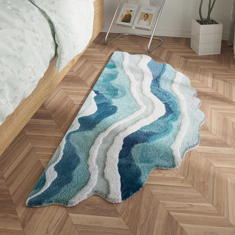 Navak Carpet Nordic Style Bedroom Decor Carpet Home Fluffy Soft Rug Irregular Shapes Carpets for Living Room Thickend Plush Bedside Floor Mat