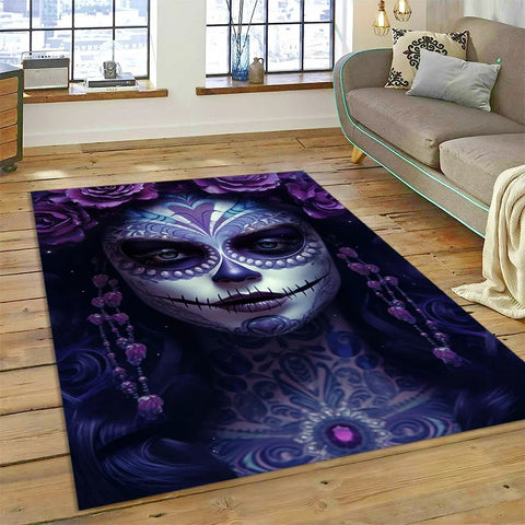 Navak Carpet Horror Skull Girl Dead Gothic Undead Female Carpet Rug for Home Living Room Bedroom Sofa Doormat Decor,Kid Area Rug Non-slip Mat