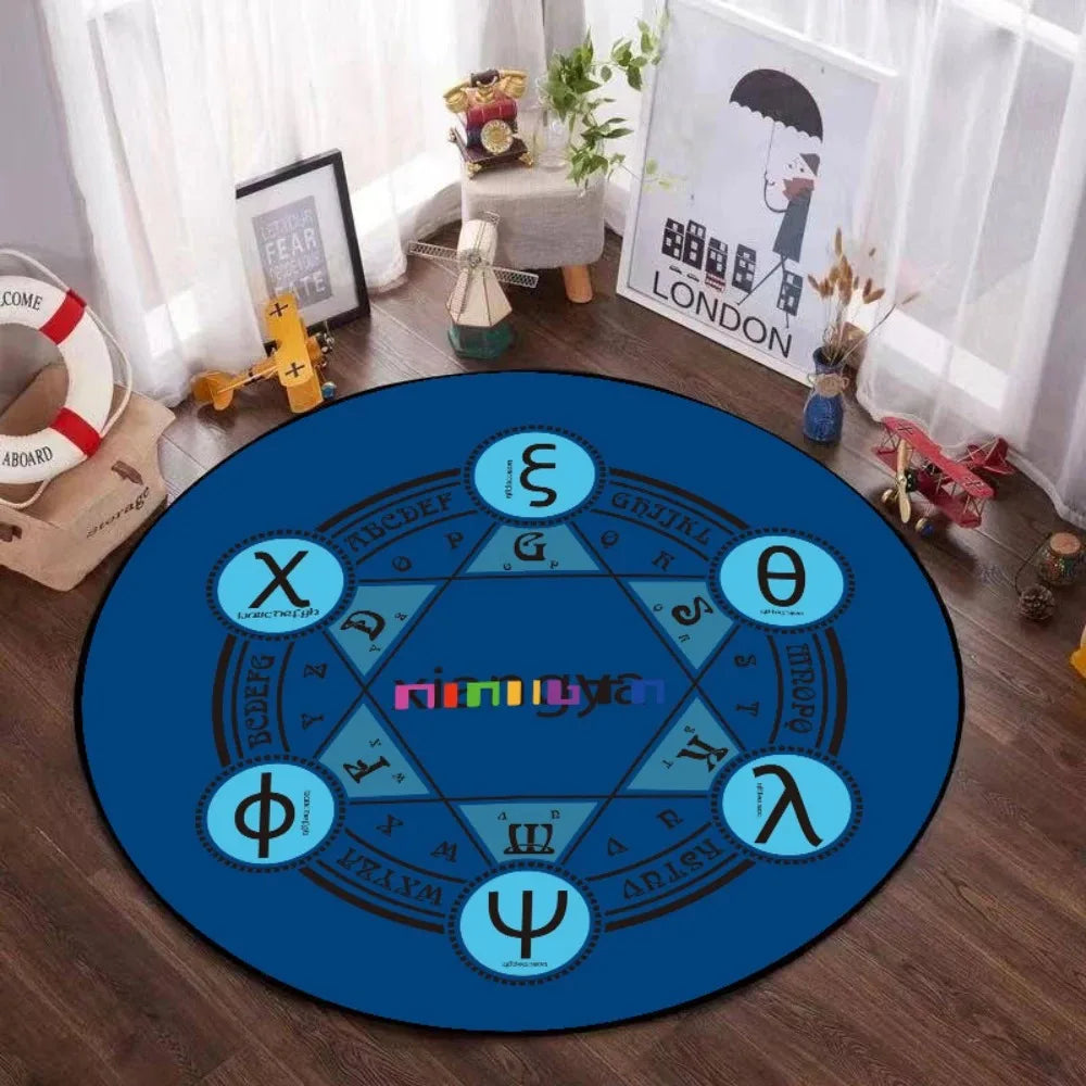 Navak Carpet Mystic Magic Circle Round Theme Interior Non-Slip Rug Bedroom Meditation Zone Ideal Decorative Rug