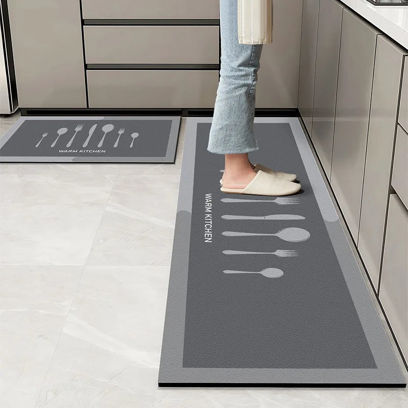 Navak Carpet Kitchen Floor Mats Waterproof Oil-proof Wipeable Washable Mat Leather Non-slip Dirt-resistant Carpet Imitation Marble Long Rugs