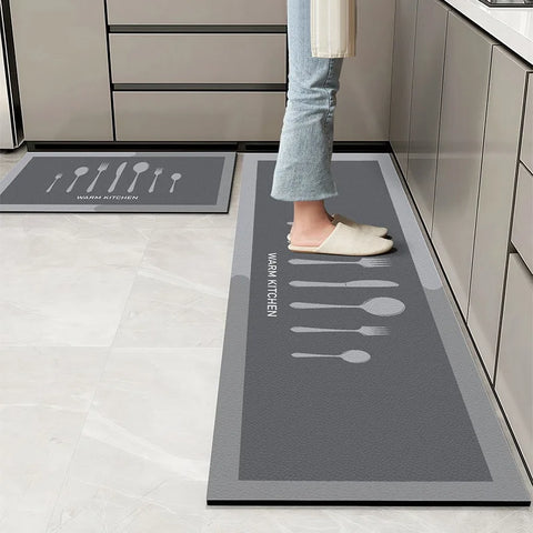 Navak Carpet Kitchen Floor Mats Waterproof Oil-proof Wipeable Washable Mat Leather Non-slip Dirt-resistant Carpet Imitation Marble Long Rugs