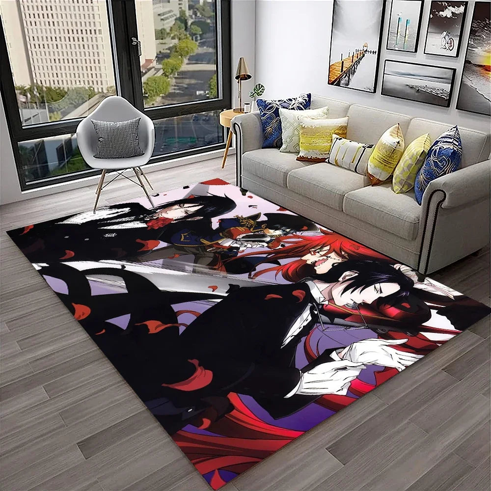 Navak Carpet 3D Anime Black Butler Cartoon Carpet Rug for Home Living Room Bedroom Sofa Doormat Decor,kids play Area Rug Non-slip Floor Mat