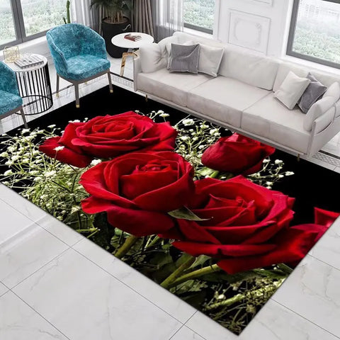 Navak Carpet Home Decor Entrance Door Mat Flower Rose Peony Pastoral 3D Printed Carpet Living Room Rugs Furry Mat Carpet Bedroom Decoration