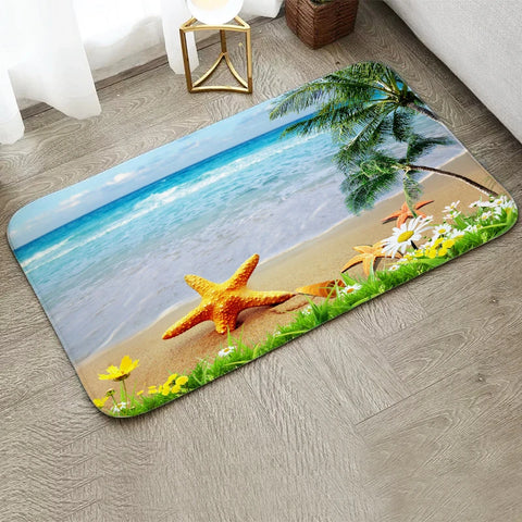 Navak Carpet Fun Starfish Shark Beach Ocean Elements Welcome Floor Mat Entrance Doormats Kitchen Rug Home Decor Anti-slip Washable Carpet