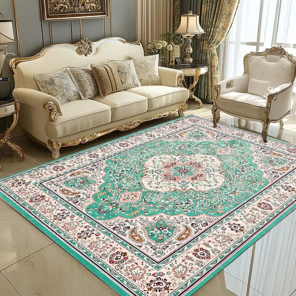 Navak Carpet Beige & Ivory Washable Flannel Area Rug Stain-Resistant & Non Slip, Home Decor Carpet, for High Traffic Areas in Living