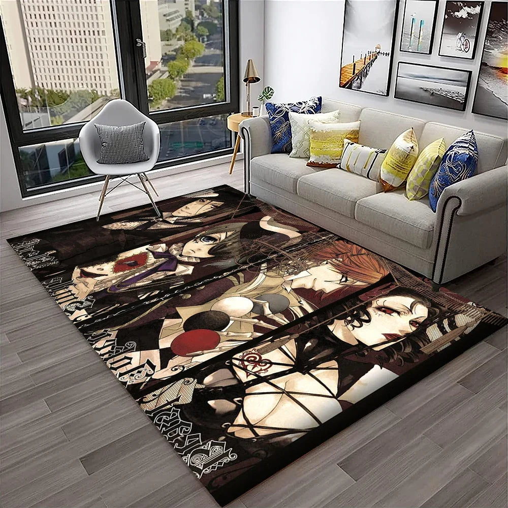 Navak Carpet 3D Anime Black Butler Cartoon Carpet Rug for Home Living Room Bedroom Sofa Doormat Decor,kids play Area Rug Non-slip Floor Mat