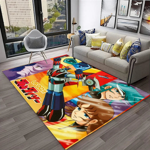 Navak Carpet 3D Cartoon UFO Robot Grendizer Anime Carpet Rug for Home Living Room Bedroom Sofa Doormat Decor,kids Area Rug Non-slip Floor Mat