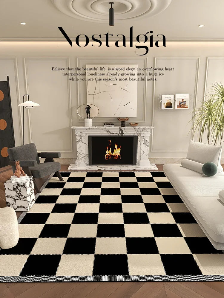 Navak Carpet Nordic Style Rugs for Bedroom Fluffy Soft Living Room Decoration Plush Carpet Modern Minimalist Study Rug Thick Plaid Floor Mat